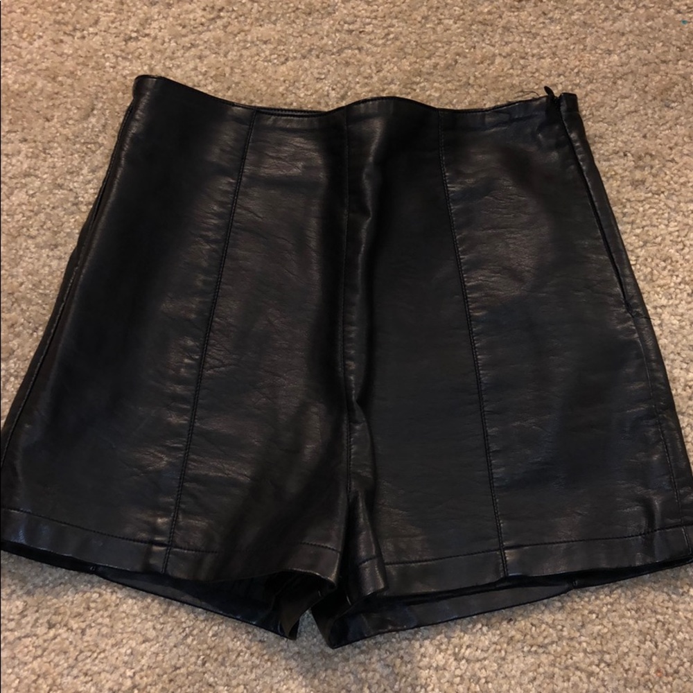 Black Leather High Waisted Shorts
